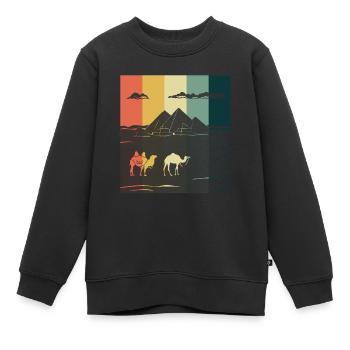 Camel Gizeh Pyramide Egypte Sphinx Anubis - Sweat Premium enfant bio - noir - Devant - AI Model Kid Female (0cm)