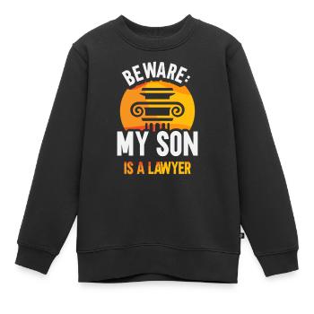 Attention Mon fils est avocat avocat - Sweat Premium enfant bio - noir - Devant - AI Model Kid Female (0cm)
