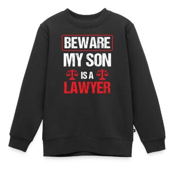 Attention Mon fils est avocat avocat - Sweat Premium enfant bio - noir - Devant - AI Model Kid Female (0cm)