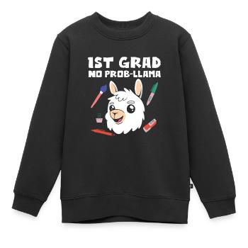 Cadeau de chemise Sans Lama de 1ère année - Sweat Premium enfant bio - noir - Devant - AI Model Kid Female (0cm)