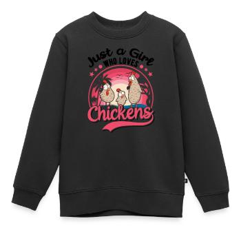 Poulailler Chicken Girls - Sweat Premium enfant bio - noir - Devant - AI Model Kid Female (0cm)