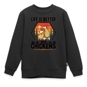 Poulailler d’éleveur de poulet - Sweat Premium enfant bio - noir - Devant - AI Model Kid Female (0cm)