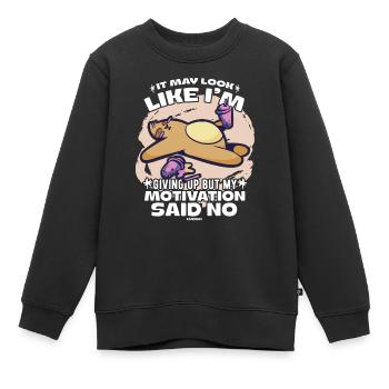 Motivation - Sweat Premium enfant bio - noir - Devant - AI Model Kid Female (0cm)