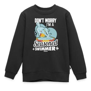 Natation Sauveteur Cours de natation Piscine extérieure Cadeau - Sweat Premium enfant bio - noir - Devant - AI Model Kid Female (0cm)