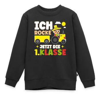 Ich Rocke Jetzt Die 1.Klasse Schulbeginn - Kinder Premium Organic Sweatshirt - Schwarz - Vorne - AI Model Kid Female (0cm)