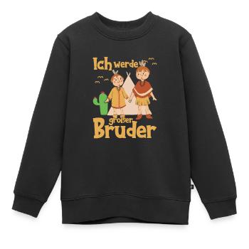 Werde Großer Bruder Indianer Geschwister Design - Kinder Premium Organic Sweatshirt - Schwarz - Vorne - AI Model Kid Female (0cm)