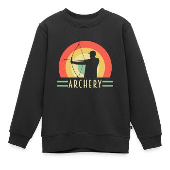 Archery Bow Hunting Vintage Longbow - Kinder Premium Organic Sweatshirt - Schwarz - Vorne - AI Model Kid Female (0cm)