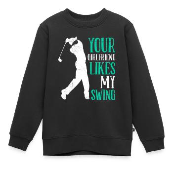Votre petite amie aime mon swing Fun Golf - Sweat Premium enfant bio - noir - Devant - AI Model Kid Female (0cm)