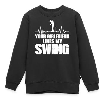 Votre petite amie aime mon swing Fun Golf - Sweat Premium enfant bio - noir - Devant - AI Model Kid Female (0cm)
