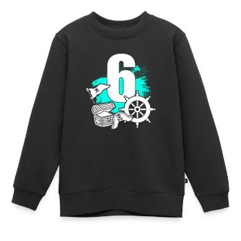 Pirate 6 ans pirates trésor 6ème anniversaire - Sweat Premium enfant bio - noir - Devant - AI Model Kid Female (0cm)