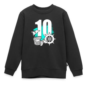 Pirate 10 ans pirates trésor 10ème anniversaire - Sweat Premium enfant bio - noir - Devant - AI Model Kid Female (0cm)