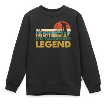 Dad The Man Myth Gardening Legend - Kinder Premium Organic Sweatshirt - Schwarz - Vorne - AI Model Kid Female (0cm)