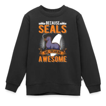 Because Seal are freaking awesome Robbe - Kids Premium Organic Sweatshirt - black - Front - AI Model Kid Female (0cm)