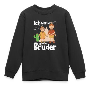 Werde großer Bruder Indianer Geschenkidee - Kinder Premium Organic Sweatshirt - Schwarz - Vorne - AI Model Kid Female (0cm)