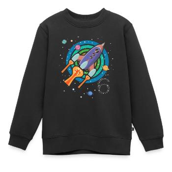 Geburtstag 6 Jahre Rakete Weltraum Raumschiff - Kinder Premium Organic Sweatshirt - Schwarz - Vorne - AI Model Kid Female (0cm)