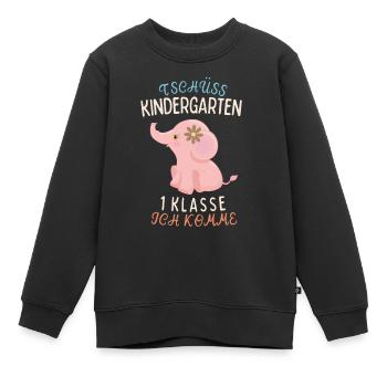 Tschüss Kindergarten 1 Klasse ich comme Elefant - Kinder Premium Organic Sweatshirt - Schwarz - Vorne - AI Model Kid Female (0cm)