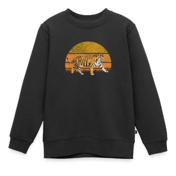 Tiger Retro Vintage Big Cat - Sweat Premium enfant bio - noir - Devant - AI Model Kid Female (0cm)