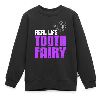 Real Life Tooth Fairy Awesome Dentist T-Shirt - Kinder Premium Organic Sweatshirt - Schwarz - Vorne - AI Model Kid Female (0cm)