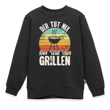 Der Tut Nix Der Will Nur Grillen - Kinder Premium Organic Sweatshirt - Schwarz - Vorne - AI Model Kid Female (0cm)