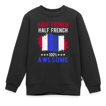 Halb Franzose Halb Franzose - Kinder Premium Organic Sweatshirt - Schwarz - Vorne - AI Model Kid Female (0cm)