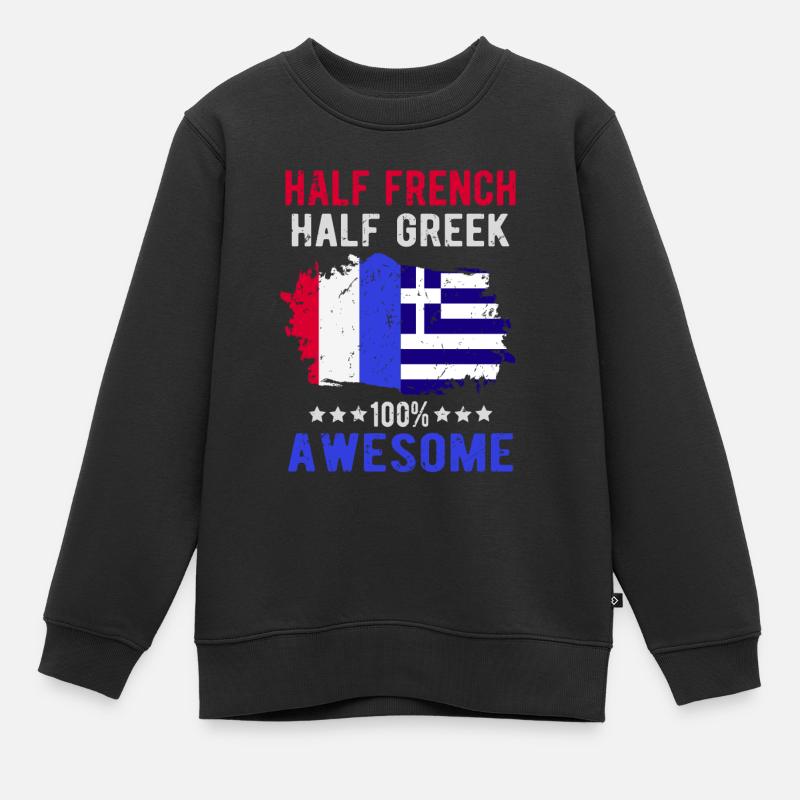 Moitié Français moitié grec - Sweat Premium enfant bio - noir