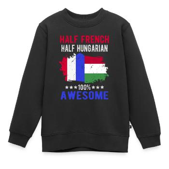 Moitié Français moitié hongrois - Sweat Premium enfant bio - noir - Devant - AI Model Kid Female (0cm)