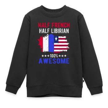 Halb Franzose Halb Libyer - Kinder Premium Organic Sweatshirt - Schwarz - Vorne - AI Model Kid Female (0cm)