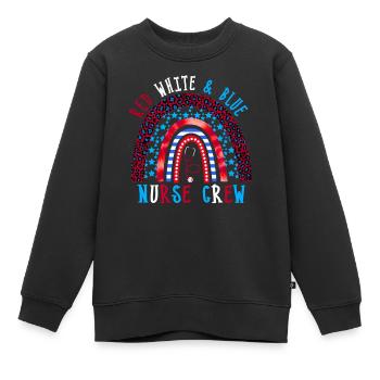 Nurse Crew Red White and Blue Independence Day - Kinder Premium Organic Sweatshirt - Schwarz - Vorne - AI Model Kid Female (0cm)