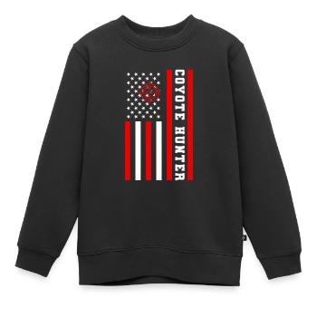 Coyote Slayer Patriotic American Flag Yote Hunting - Kinder Premium Organic Sweatshirt - Schwarz - Vorne - AI Model Kid Female (0cm)