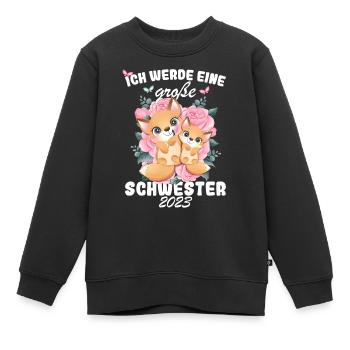 Ich Werde Eine Große Schwester 2023 - Kinder Premium Organic Sweatshirt - Schwarz - Vorne - AI Model Kid Female (0cm)