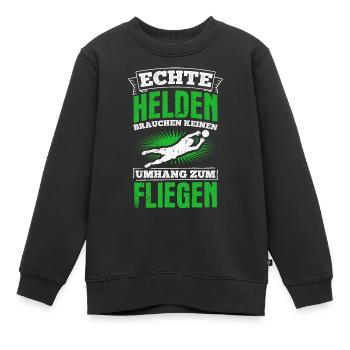 Echte Helden brauchen keinen Umhang zum Fliegen - - Kinder Premium Organic Sweatshirt - Schwarz - Vorne - AI Model Kid Female (0cm)