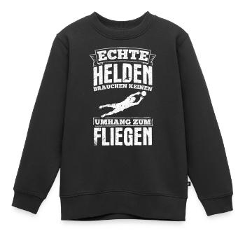 Echte Helden brauchen keinen Umhang zum Fliegen - - Kinder Premium Organic Sweatshirt - Schwarz - Vorne - AI Model Kid Female (0cm)