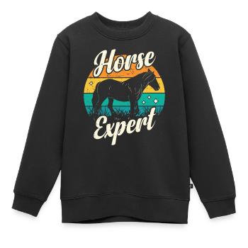 Pferdeexperte Pferd Reiterhof Reiten Reiter - Kinder Premium Organic Sweatshirt - Schwarz - Vorne - AI Model Kid Female (0cm)
