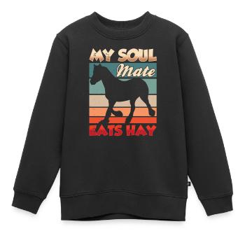 Mon âme sœur mange de l’équitation de foin - Sweat Premium enfant bio - noir - Devant - AI Model Kid Female (0cm)