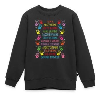 Garderie d’appréciation des enseignants Fournisseur de garderie - Sweat Premium enfant bio - noir - Devant - AI Model Kid Female (0cm)