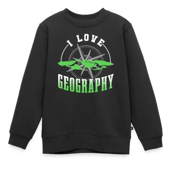J’aime la géographie profession géographie géographie géographie - Sweat Premium enfant bio - noir - Devant - AI Model Kid Female (0cm)
