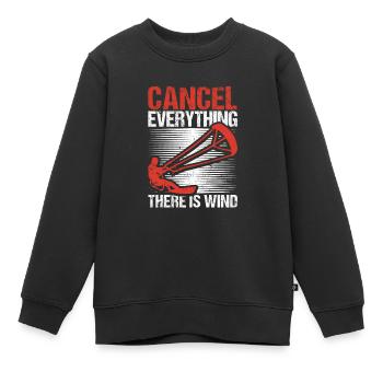 Alles absagen Es gibt Wind Funny Kitesurf Kite - Kinder Premium Organic Sweatshirt - Schwarz - Vorne - AI Model Kid Female (0cm)