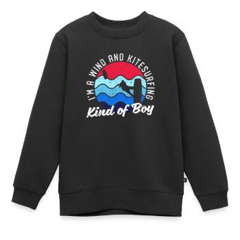 Ich bin ein Wind- und Kitesurfing-Junge Kitesurfer - Kinder Premium Organic Sweatshirt - Schwarz - Vorne - AI Model Kid Female (0cm)