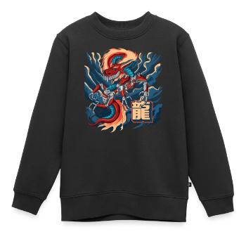 Cyborg Dragon Cyber-Punk Japonais Cyber-Esthétique - Sweat Premium enfant bio - noir - Devant - AI Model Kid Female (0cm)
