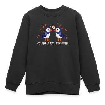Stud Puffin Herzen Papageientaucher Liebe Seevogel - Kinder Premium Organic Sweatshirt - Schwarz - Vorne - AI Model Kid Female (0cm)