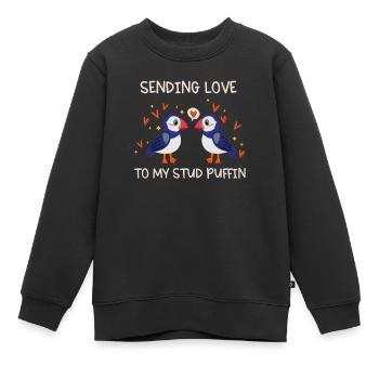 Sending Love To My Stud Puffin Liebe Beziehung - Kinder Premium Organic Sweatshirt - Schwarz - Vorne - AI Model Kid Female (0cm)