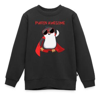 Puffin Awesome Puffin Superhero Cadeau - Sweat Premium enfant bio - noir - Devant - AI Model Kid Female (0cm)