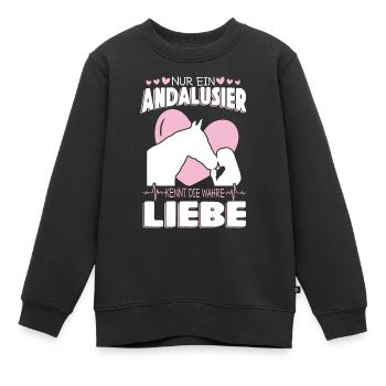 Andalusier wahre Liebe Pferdemädchen Geschenk - Kinder Premium Organic Sweatshirt - Schwarz - Vorne - AI Model Kid Female (0cm)