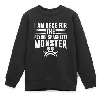 Le monstre spaghetti volant - Sweat Premium enfant bio - noir - Devant - AI Model Kid Female (0cm)