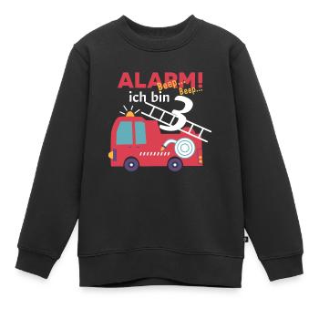 Alarm! Ich bin 3 Feuerwehr Design - Kinder Premium Organic Sweatshirt - Schwarz - Vorne - AI Model Kid Female (0cm)