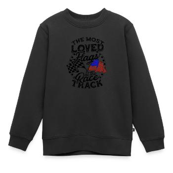 Die beliebtesten Flaggen an der Rennstrecke - Schmutz - Kinder Premium Organic Sweatshirt - Schwarz - Vorne - AI Model Kid Female (0cm)