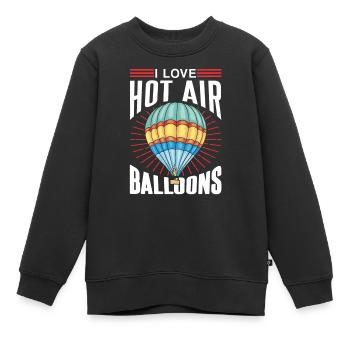 Ich Liebe Heißluftballons Heißluftballon Flug - Kinder Premium Organic Sweatshirt - Schwarz - Vorne - AI Model Kid Female (0cm)
