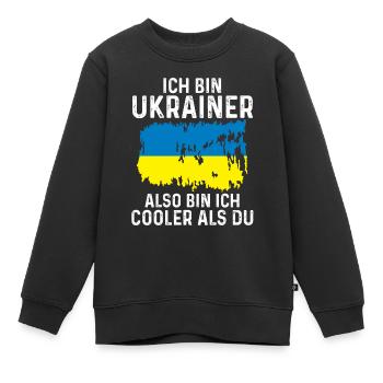 Ukraine Ukrainer Ukrainisches - Kinder Premium Organic Sweatshirt - Schwarz - Vorne - AI Model Kid Female (0cm)