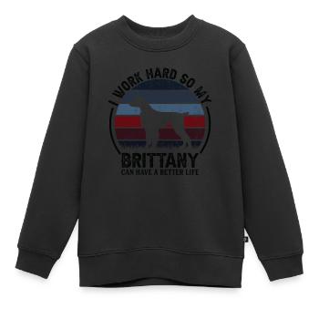 Travailler dur - Retro Brittany - Sweat Premium enfant bio - noir - Devant - AI Model Kid Female (0cm)