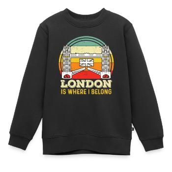 London UK Tower Bridge England Themse - Kinder Premium Organic Sweatshirt - Schwarz - Vorne - AI Model Kid Female (0cm)